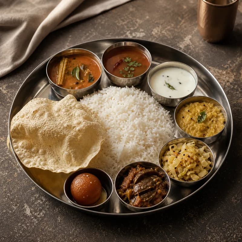 Signature Thali showcased on the Coastal Spice Restaurant storefront by Trootlabs.
