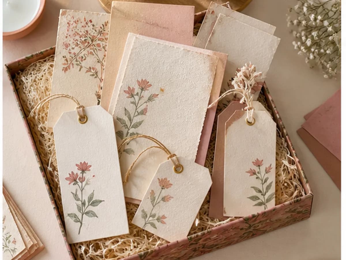 Gift Hamper Tag Set card on the Crafted With Soul custom-order experience by Trootlabs.