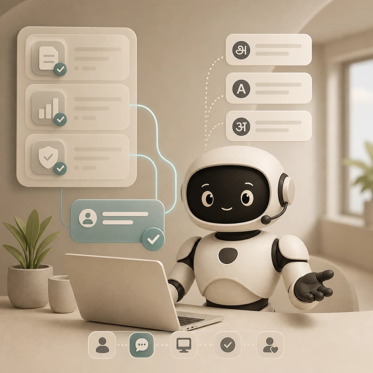 Orbit, the Trootlabs agent mascot, answering customer questions from approved business knowledge
