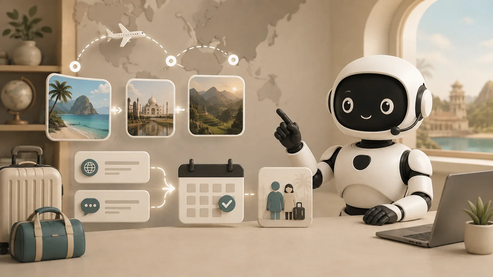 Trootlabs follow-up mascot helping a travel agency convert website and WhatsApp package enquiries into booked consultations and trips.